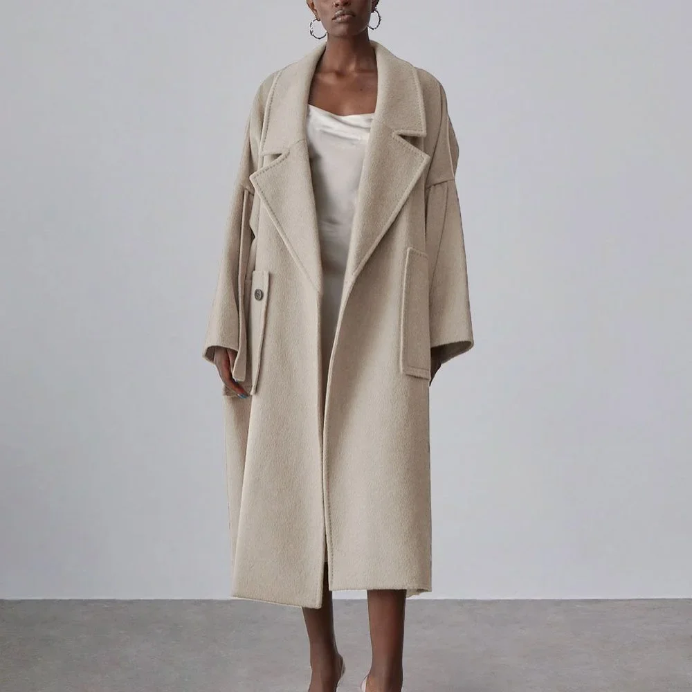BNWOT | SILK MAISON Patch Pockets Oversized Wool Coat - Picture 1 of 6